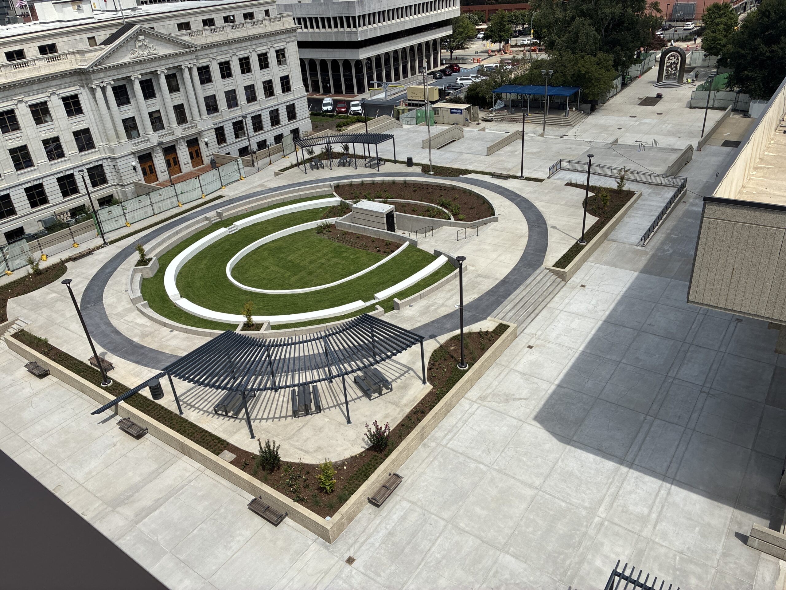 Commercial plaza restoration project with concrete and waterproofing repairs