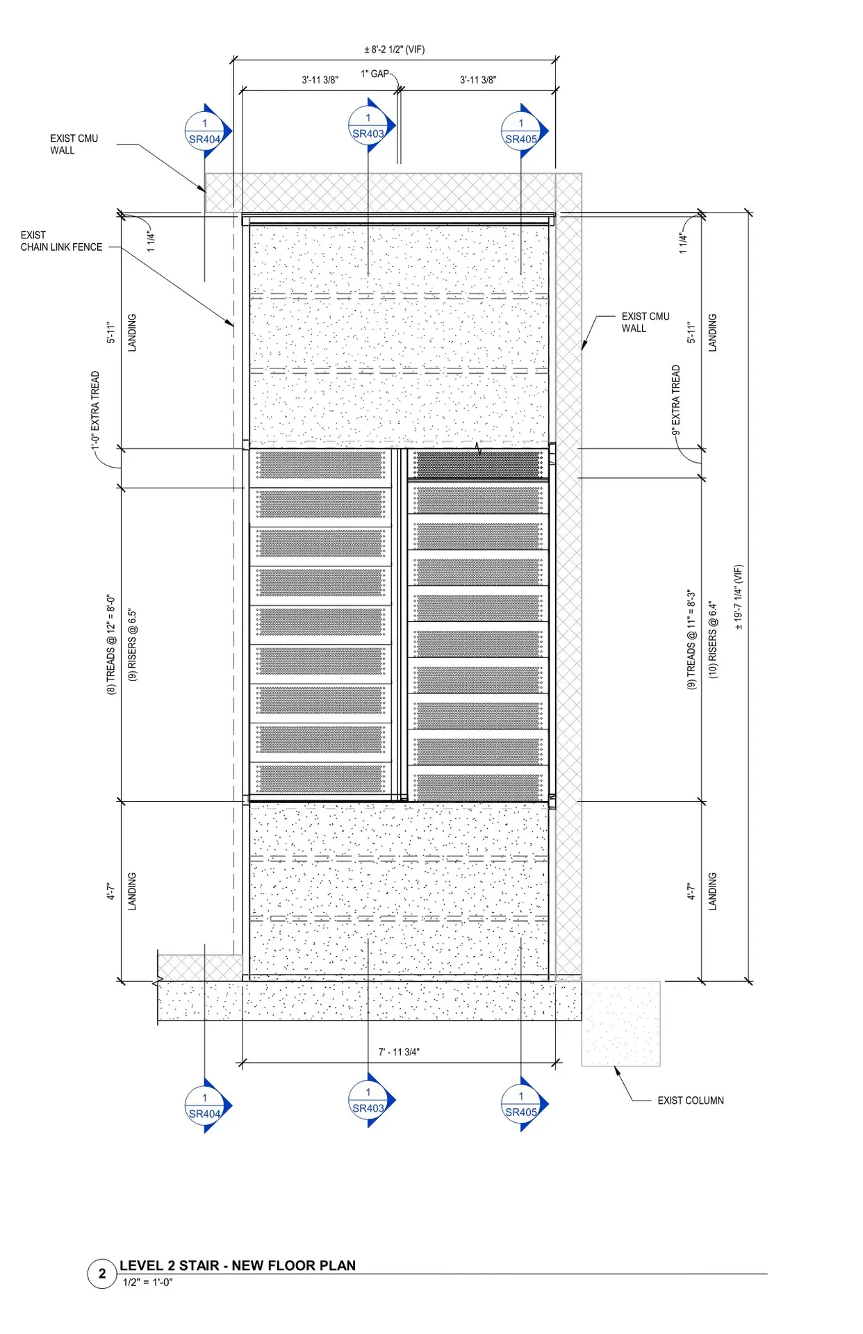 Proposed structural framing plan for the 111 S Church Street parking deck stair replacement in Charlotte, North Carolina