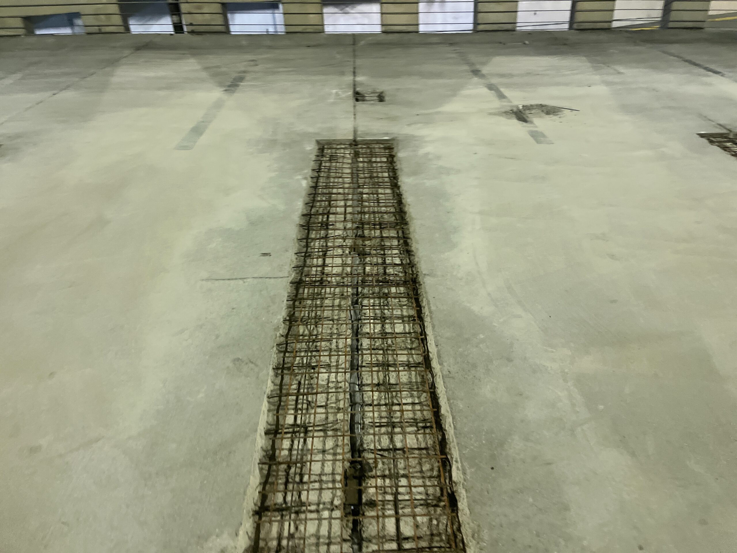 Concrete repair area preparation at New Hanover County Parking Deck
